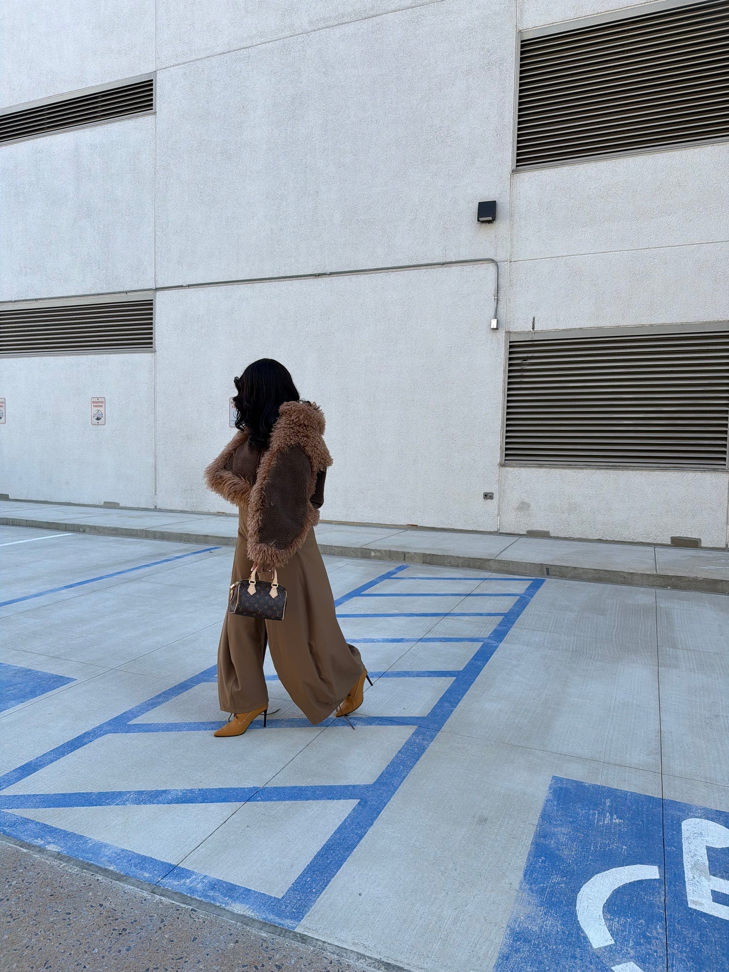 Two-Tone Faux Fur Coat