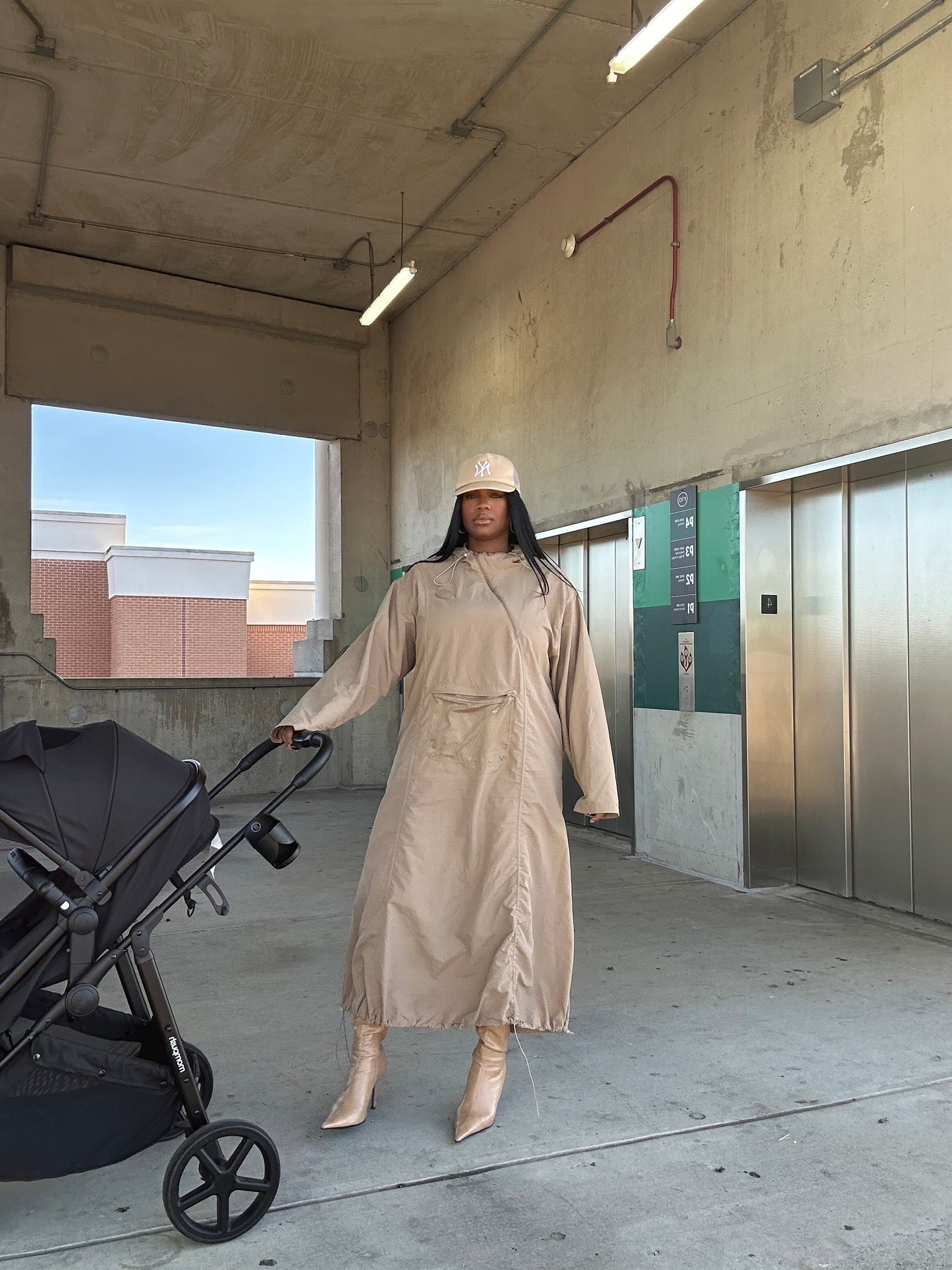 Casual Hooded Windbreaker Maxi Dress
