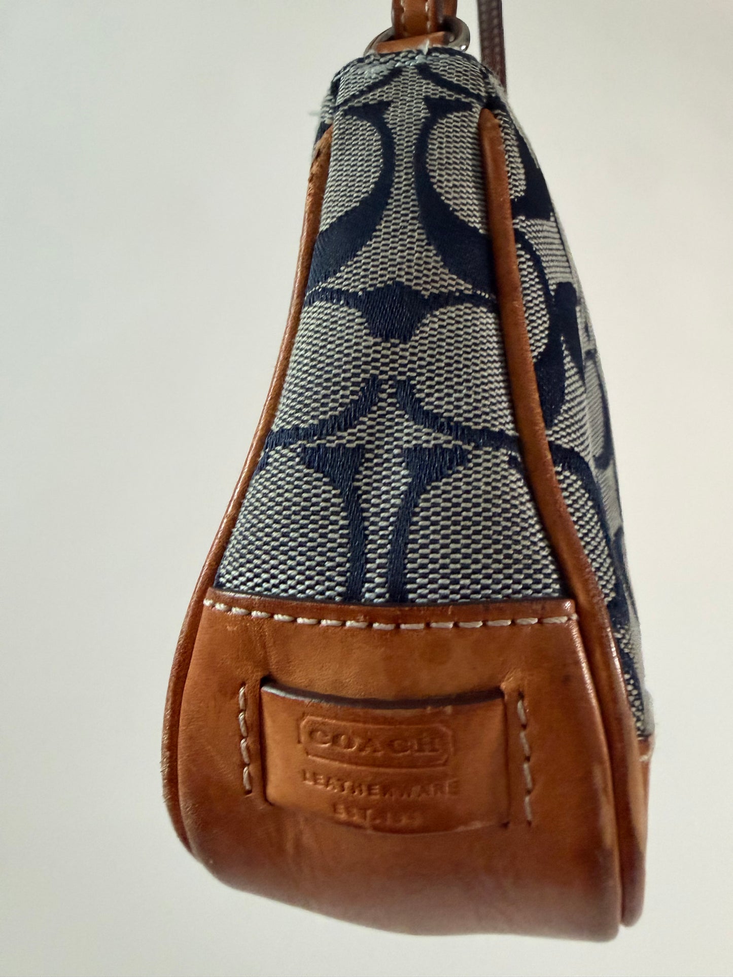 Vintage Coach Y2K Monogram Denim Shoulder Bag