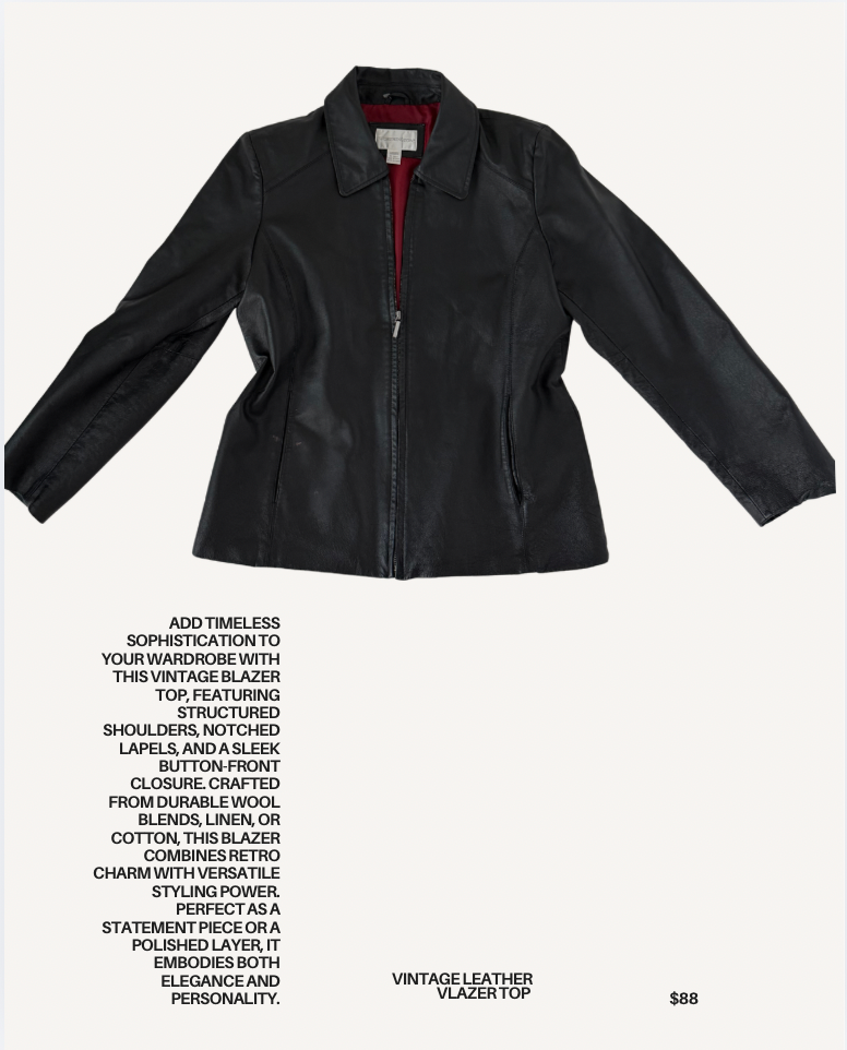 Vintage Leather Blazer Top