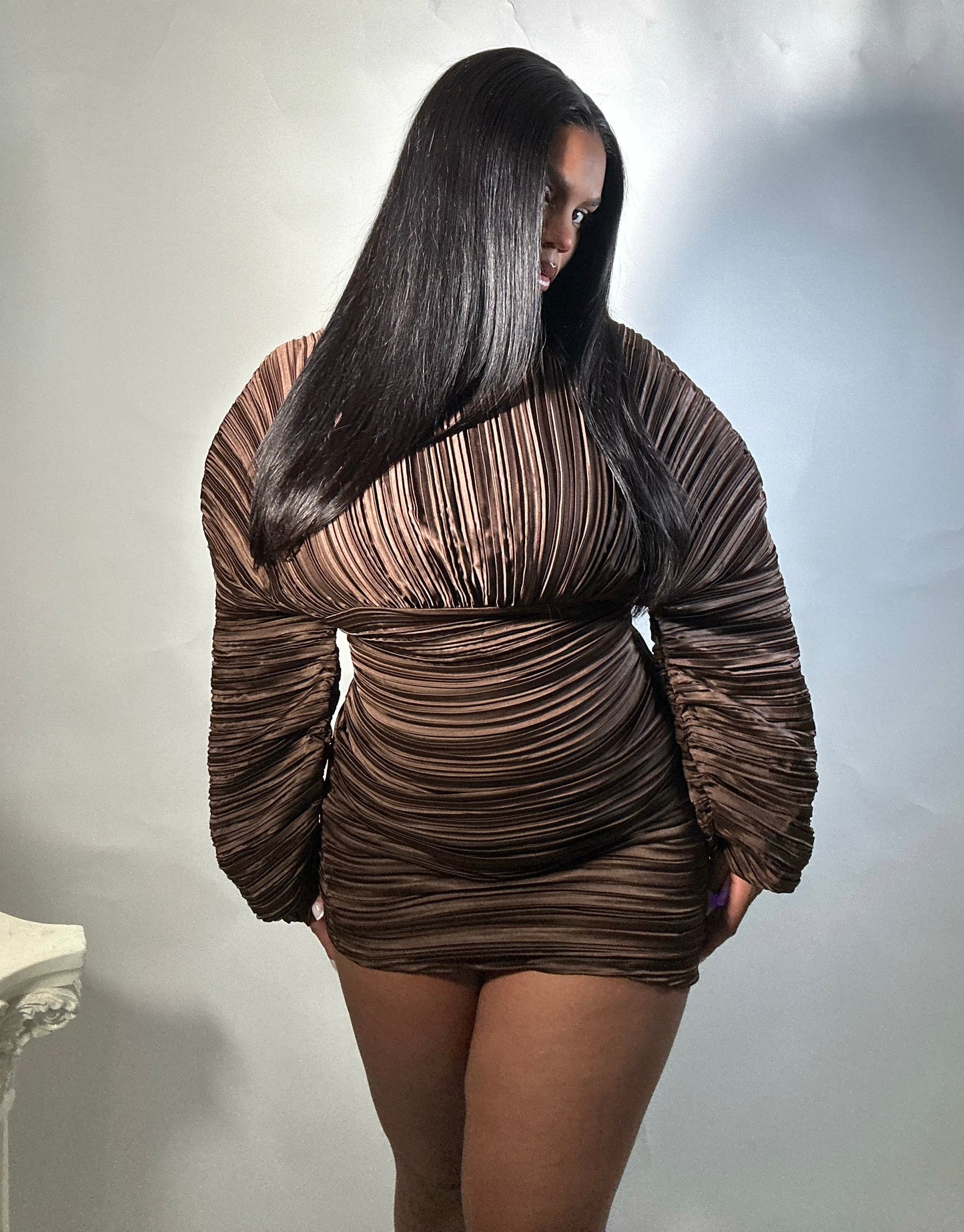 Structured Long Sleeve Mini Dress