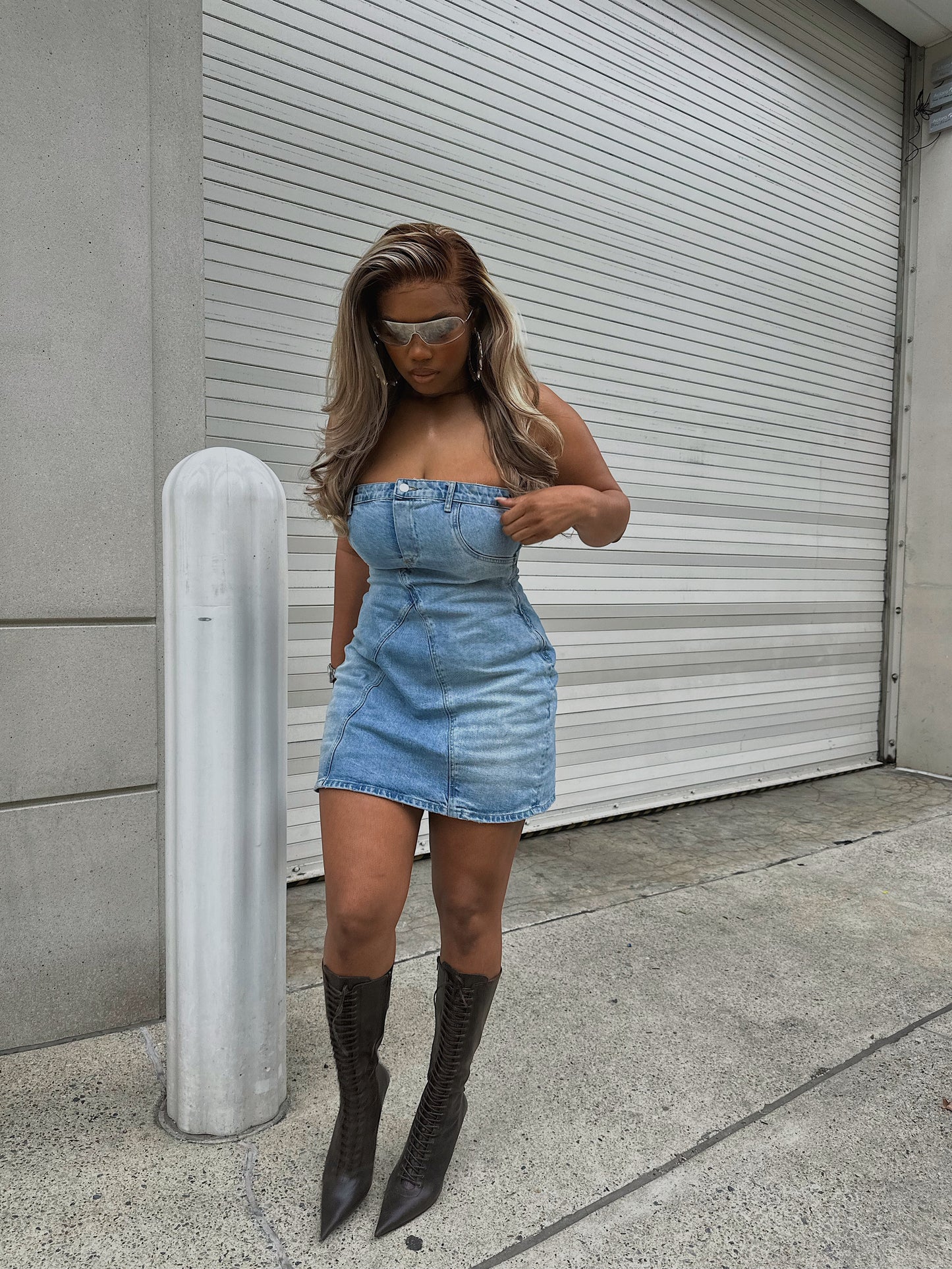Strapless Denim Mini Dress