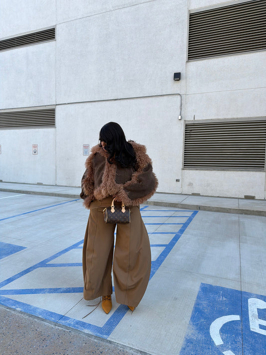 Two-Tone Faux Fur Coat