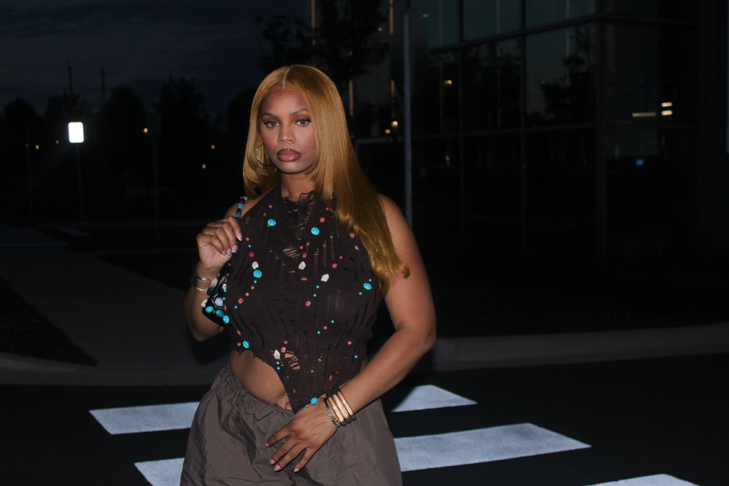 Beaded Knit Halter Top