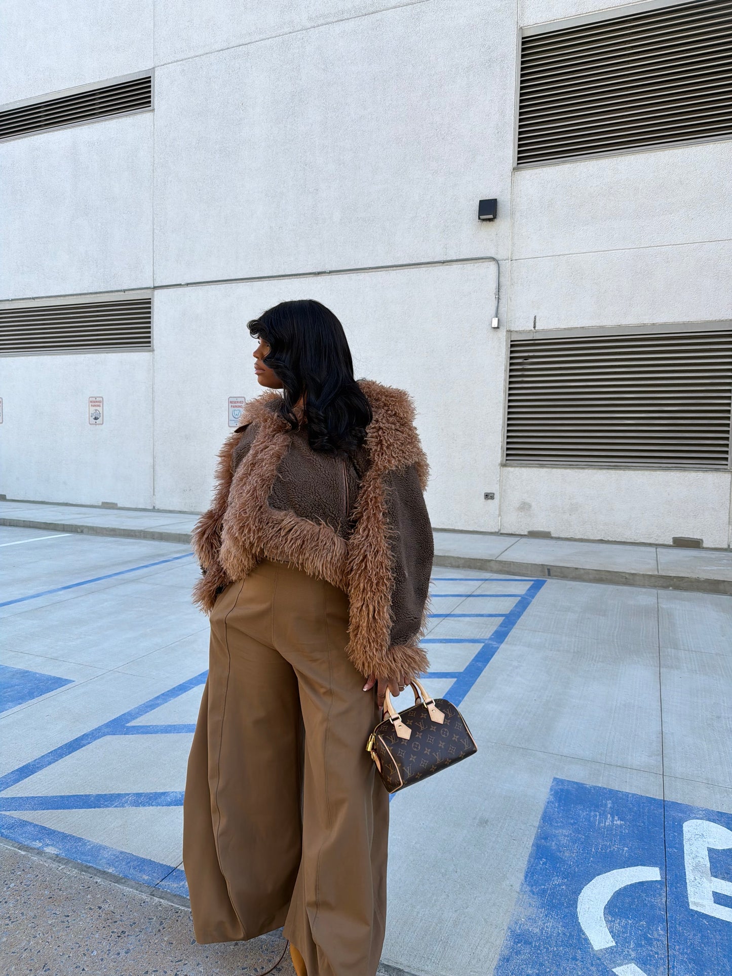 Two-Tone Faux Fur Coat