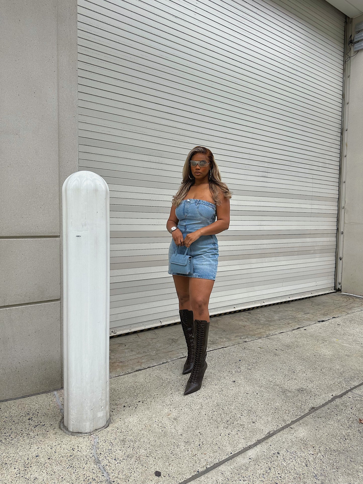 Strapless Denim Mini Dress