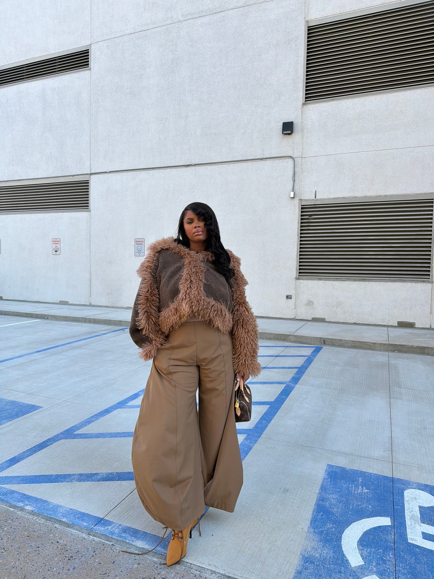 Two-Tone Faux Fur Coat