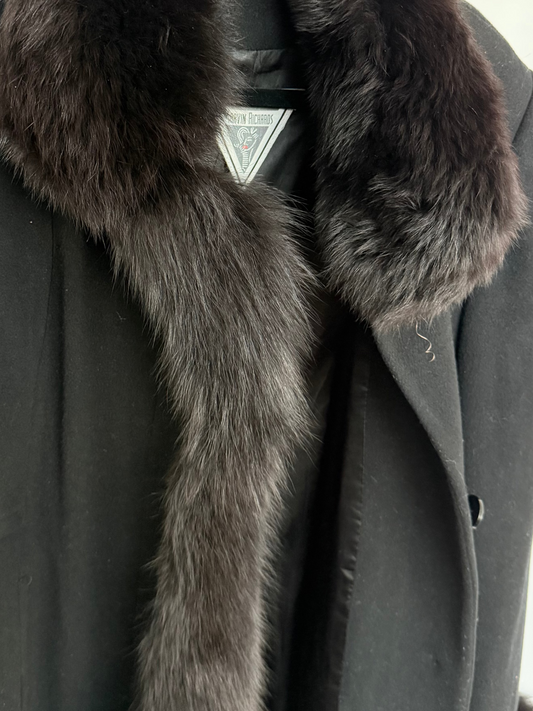 Vintage Fur Trim Wool Maxi Coat