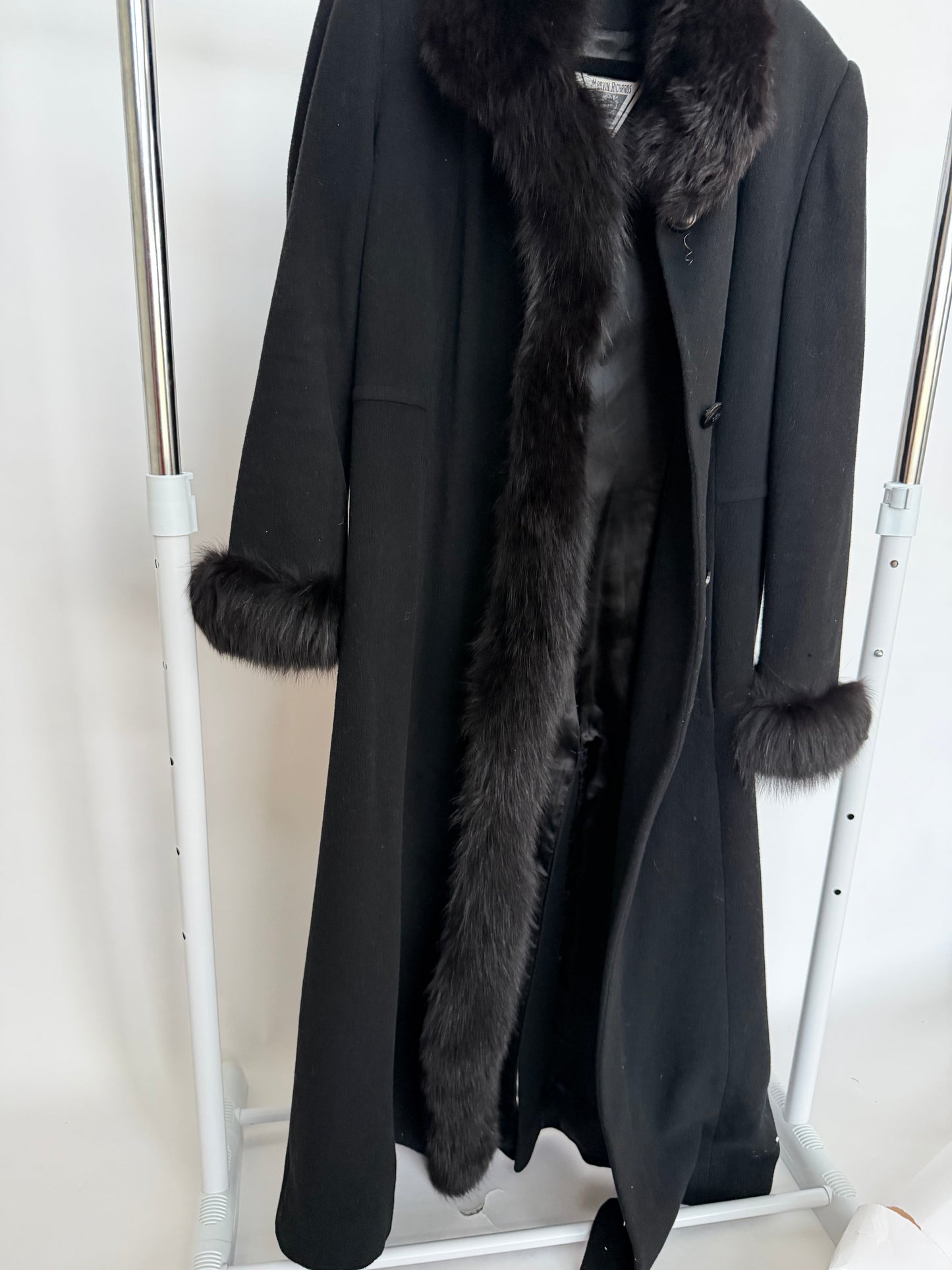 Vintage Fur Trim Wool Maxi Coat
