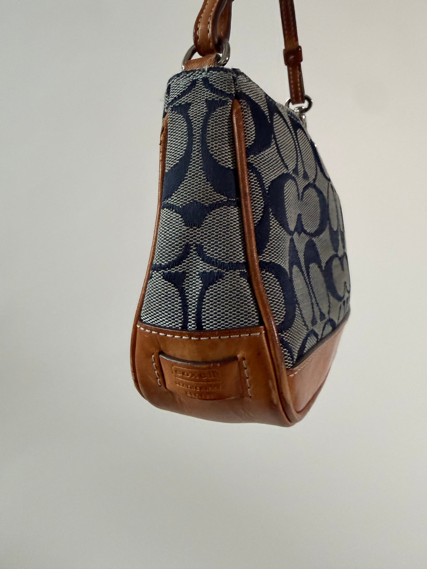 Vintage Coach Y2K Monogram Denim Shoulder Bag