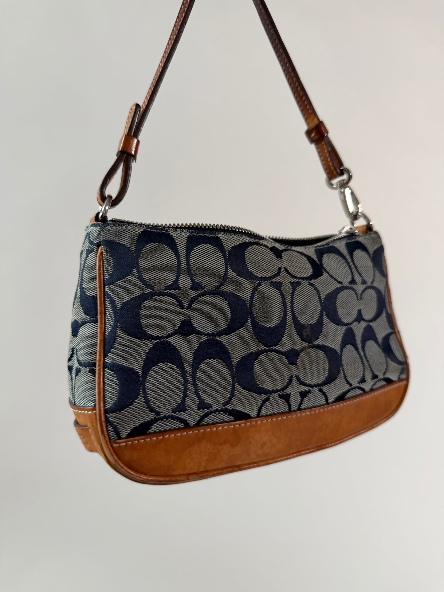 Vintage Coach Y2K Monogram Denim Shoulder Bag