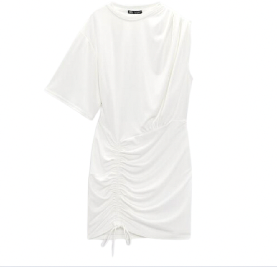 Asymetrical Ruched T-Shirt Dress