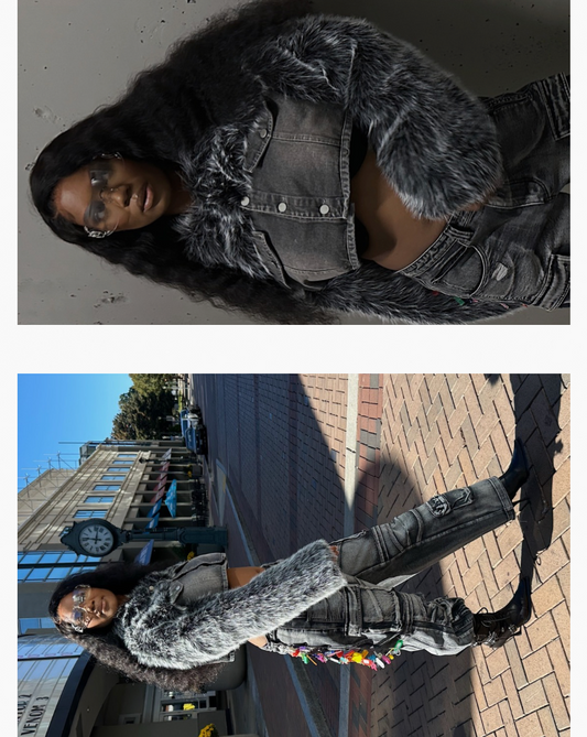 DENIM X FUR JACET