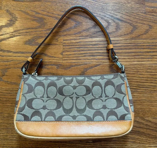 Vintage Coach Y2K Monogram Denim Shoulder Bag